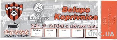 билет Spartak Trnava, Slovak/Словак-Slaven Belupo,Croatia/Хорв.2004 match ticket