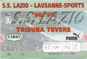 билет SS Lazio,Italy/Итал.- Lausanne-Sports, Switzerland/Швейц.1998 match ticket