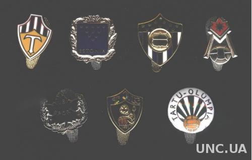 Эстония, коллекция 7 'древних' клубов, ЭМАЛЬ / Estonia old football clubs badges