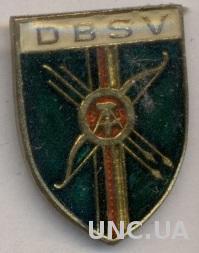 ГДР, стрельба из лука, федерация, тяжмет /GDR archery federation badge /DDR DBSV
