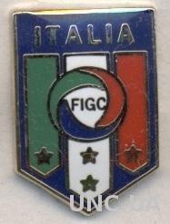 Италия, федерация футбола, ЭМАЛЬ выпуклый / Italy football federation pin badge