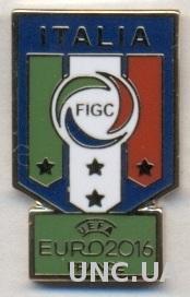 Италия, федерация футбола, Евро-16, ЭМАЛЬ / Italy football federation pin badge