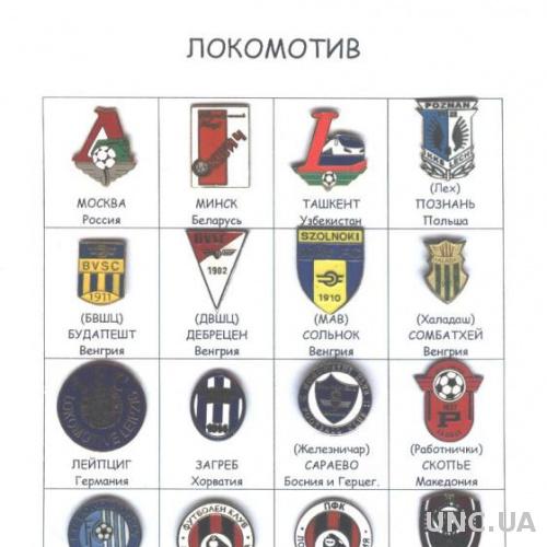 коллекция 16 клубов под назв.Локомотив, ЭМАЛЬ, тяжмет / Lokomotiv football pin's