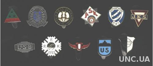 Латвия, коллекция 11 'древних' клубов, ЭМАЛЬ / Latvia old football clubs badges