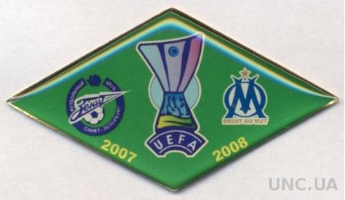 матч КУ 2007-08 Зенит СПб-Марсель(Франция),тяжмет /Zenit-Olympique Marseille pin