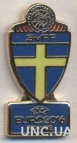 Швеция, федерация футбола, Евро-16, ЭМАЛЬ / Sweden football federation pin badge