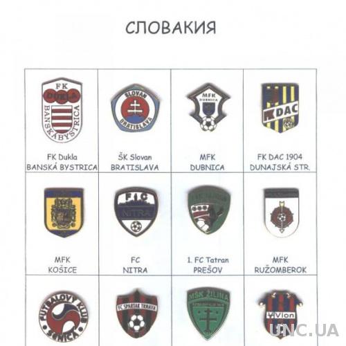 Словакия, футбол, коллекция 12 клубов, ЭМАЛЬ /Slovak football clubs enamel pin's