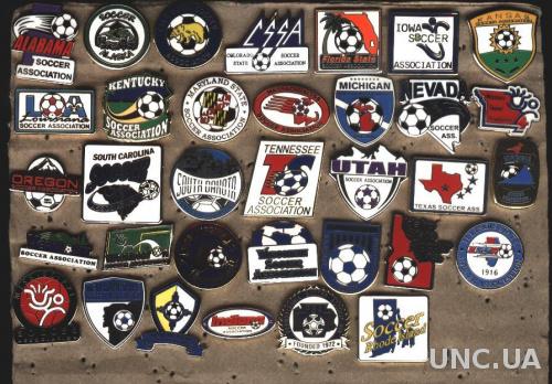 США, футбол, коллекция 34 рег. федерации, ЭМАЛЬ / USA soccer associations pin's