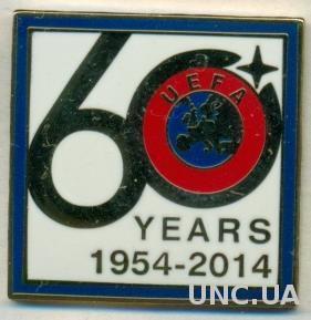 УЕФА, конфедерация футбола, юбилей 60,№1 ЭМАЛЬ / UEFA football confederation pin