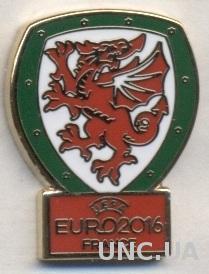 Уэльс, федерация футбола, Евро-16,№1, ЭМАЛЬ /Wales football federation pin badge
