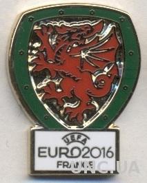 Уэльс, федерация футбола, Евро-16,№2, ЭМАЛЬ /Wales football federation pin badge