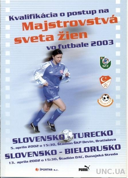 женщины Словак-Турц,Беларусь 2002 /Slovakia-Turkey,Belarus women match programme