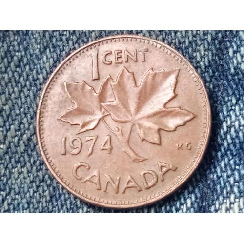 Канада, 1 цент (1974 г.) Флора. Растения. Кленовый лист.