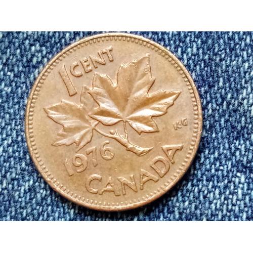 Канада, 1 цент (1976 г.) Флора. Растения. Кленовый лист.