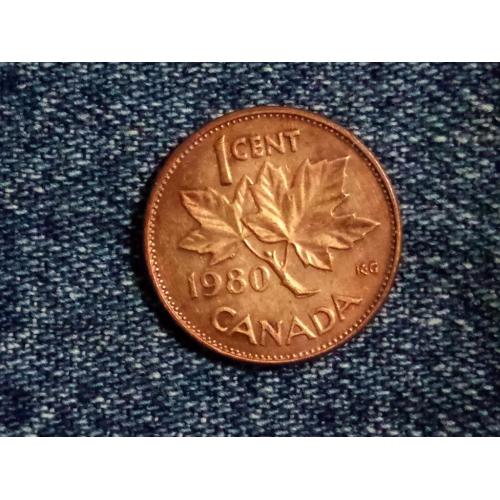 Канада, 1 цент (1980 г.) Флора. Растения. Кленовый лист.