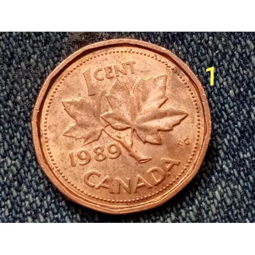 Канада, 1 цент (1989 г.) Флора. Растения. Кленовый лист.