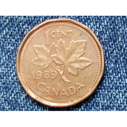 Канада, 1 цент (1989 г.) Флора. Растения. Кленовый лист.