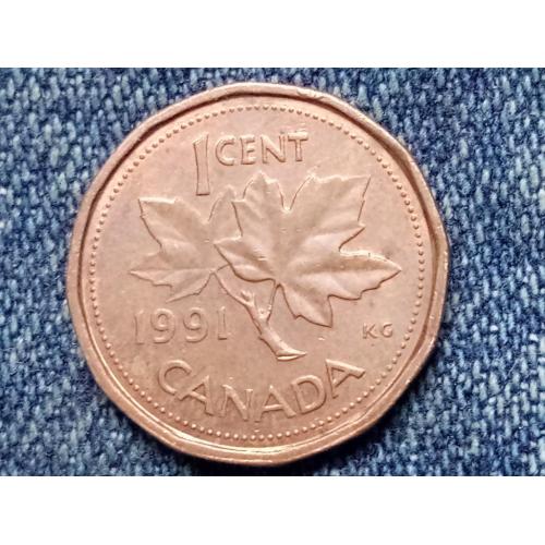 Канада, 1 цент (1991 г.) Флора. Растения. Кленовый лист.