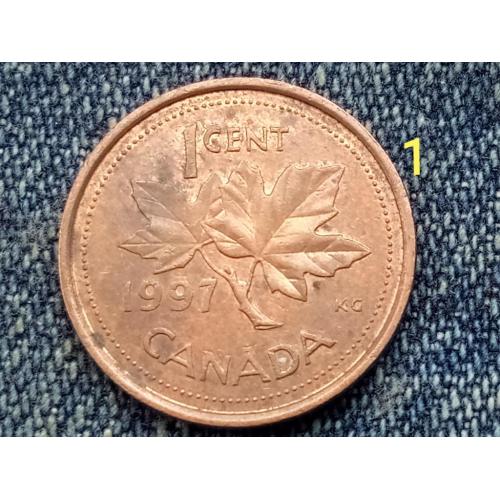 Канада, 1 цент (1997 г.) Флора. Растения. Кленовый лист.