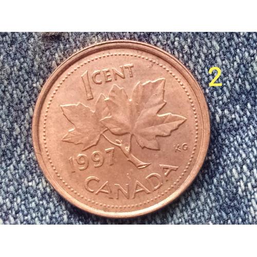 Канада, 1 цент (1997 г.) Флора. Растения. Кленовый лист.