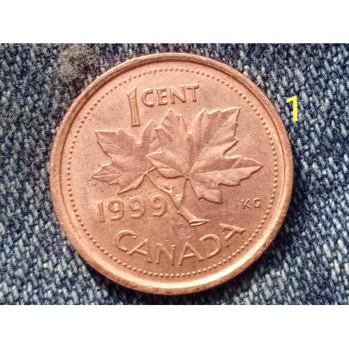 Канада, 1 цент (1999 г.) Флора. Растения. Кленовый лист.