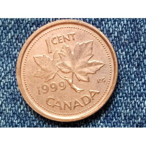 Канада, 1 цент (1999 г.) Флора. Растения. Кленовый лист.