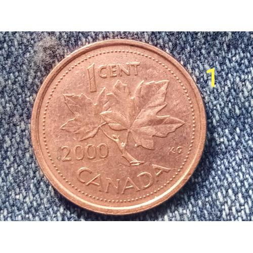 Канада, 1 цент (2000 г.) Флора. Растения. Кленовый лист.