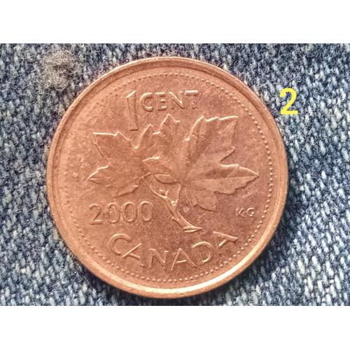 Канада, 1 цент (2000 г.) Флора. Растения. Кленовый лист.