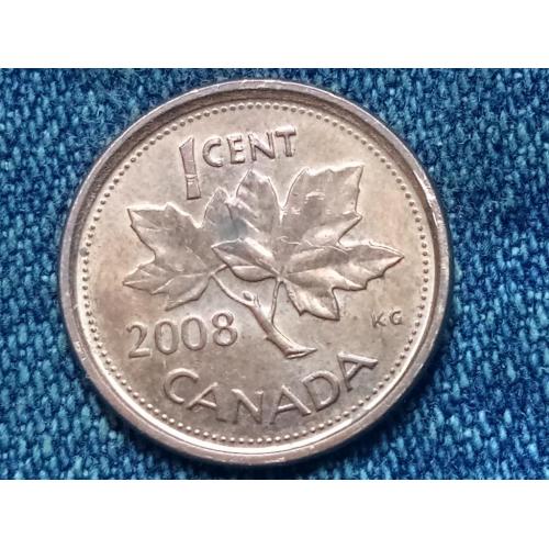 Канада, 1 цент (2008 г.) Флора. Растения. Кленовый лист.