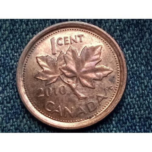 Канада, 1 цент (2010 г.) Флора. Растения. Кленовый лист.