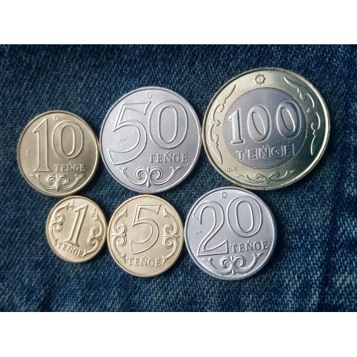Казахстан набор 6 монет 1 5 10 20 50 100 тенге 2019 г.