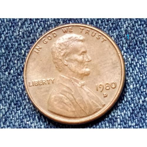 США, 1 цент ( 1980 г.) D