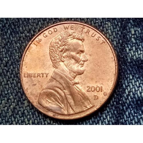 США, 1 цент ( 2001 г.) D