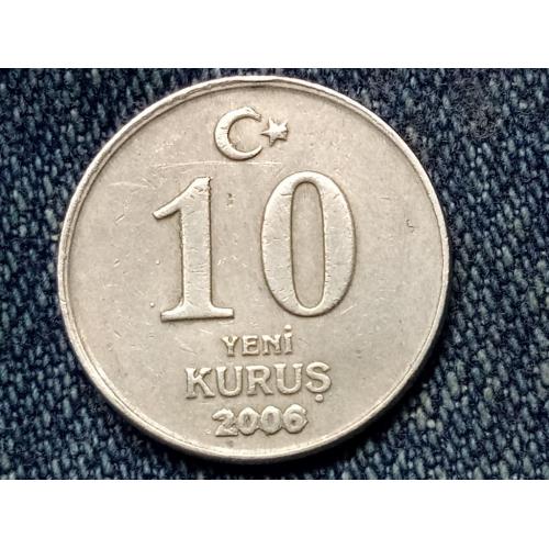 Турция, 10 новых куруш (2006 г.) БРАК.
