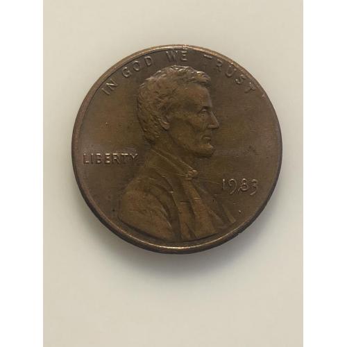 ​#652 США 1 цент 1983 Лінкольн Цент (без мітки монетного двору)