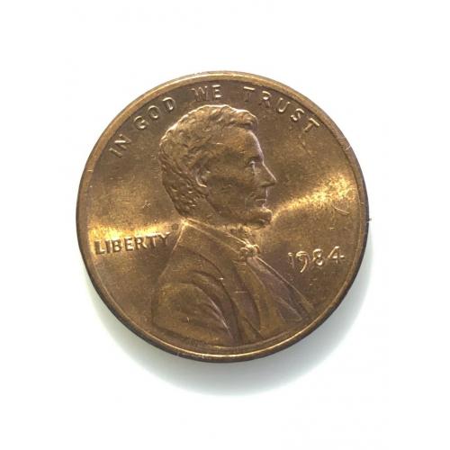 #653 США 1 цент 1984 Лінкольн Цент (без мітки монетного двору)