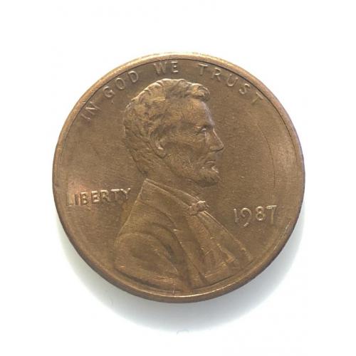#672 США 1 цент 1987 Лінкольн Цент (Без мітки монетного двору)