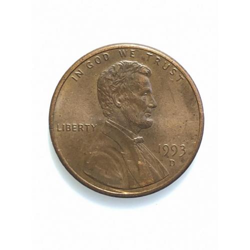 ​#690 США 1 цент 1993 Лінкольн Цент (Мітка монетного двору: D - Денвер)