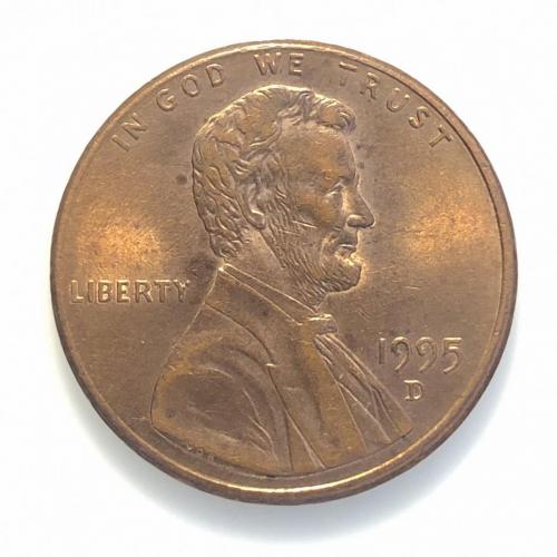 ​#697 США 1 цент 1995 Лінкольн Цент (Мітка монетного двору: D - Денвер)
