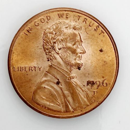 #701 США 1 цент 1996 Лінкольн Цент (Мітка монетного двору: D - Денвер)