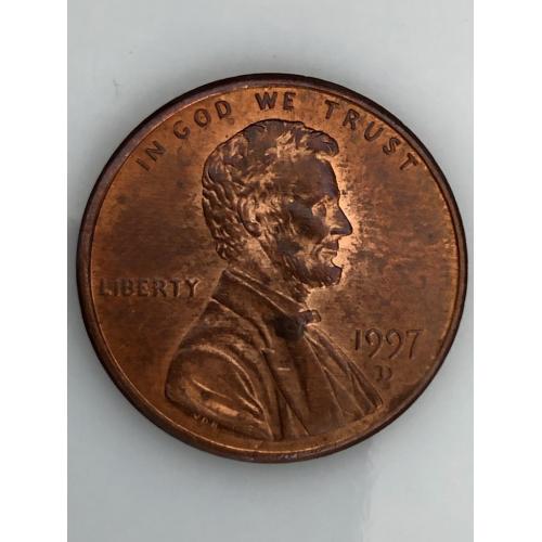 ​#704 США 1 цент 1997 Лінкольн Цент (Мітка монетного двору: D - Денвер)