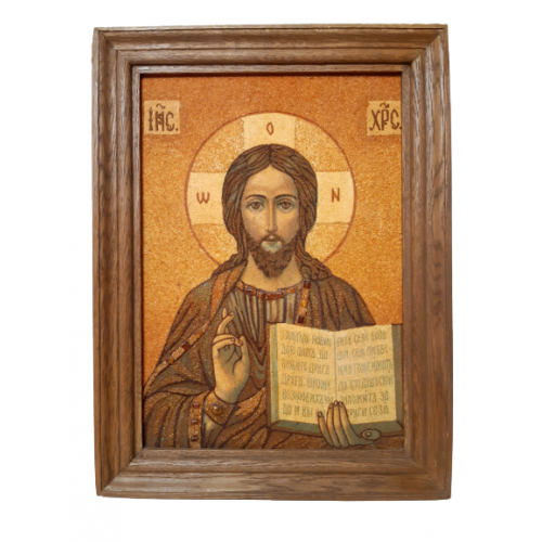 Икона из янтаря Иисус Христос 36*48 см