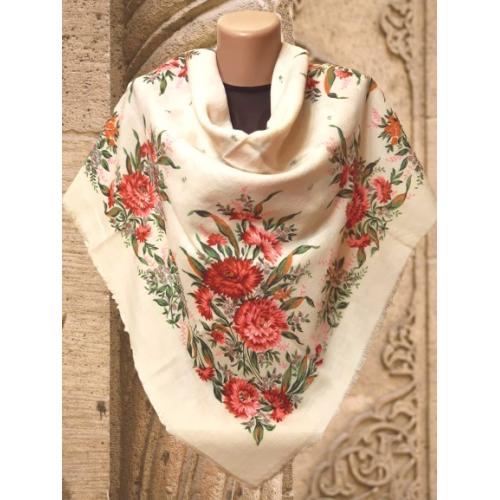 Шерстяной платок в цветы, винтажная шаль, велика хустка 93 см - 93 см