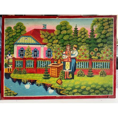 Картина. Холст. Народное творчество. Примитивизм. 80х60