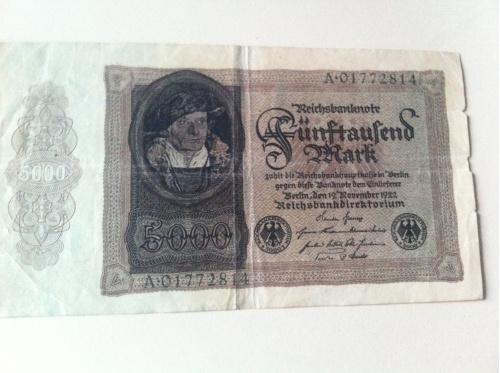 Рейхсбанкнота  5000 марок  1922 года