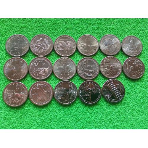 1 доллар США 2000, 2009-2023 Сакагавея Sacagawea комплект 17 монет