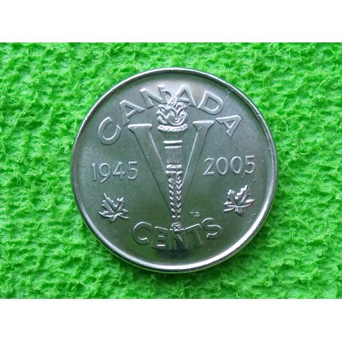 2005 Канада 5 центов 60 лет победы во II Мировой Войне. UNC