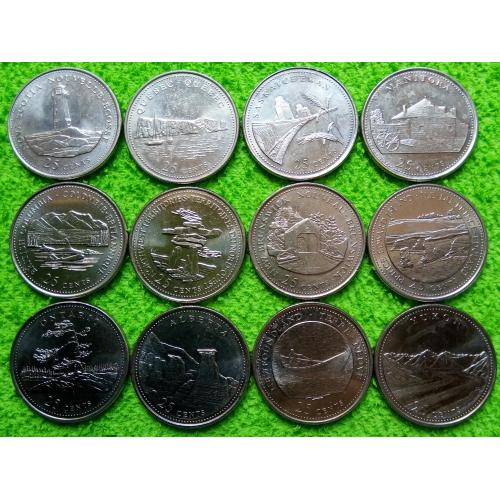 1992 Канада 25 центов Провинции Канады (125 лет Конфедерации) комплект 12 монет