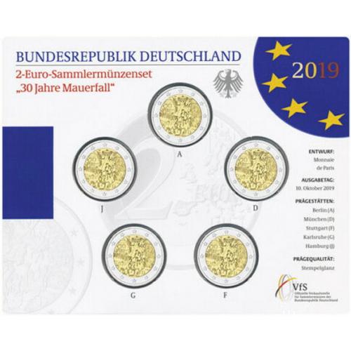 Німеччина 2019. Офіційний набір 2 Євро: 30 років з дня падіння Берлінської стіни