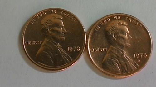 1 цент 1978 года. Разные монетные дворы.